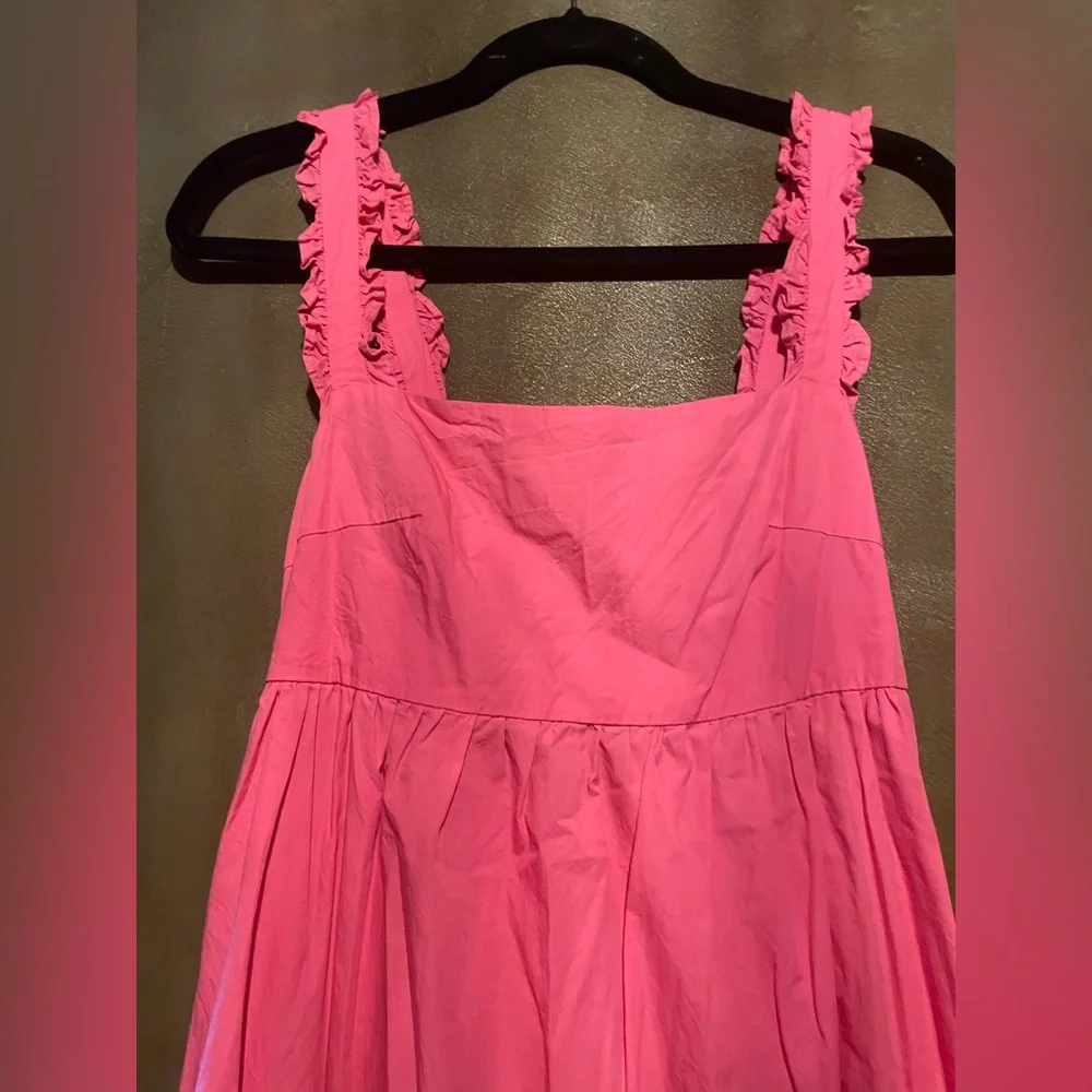Pink Ruffled Women's Dress with semi open back - Picture 4 of 7